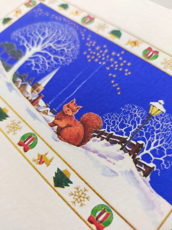 Folding Christmas Card - 'dog in the snow'