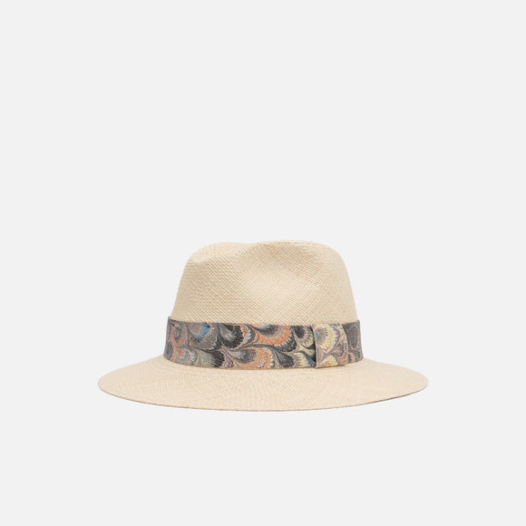 Hand marbled panama hat - size 60