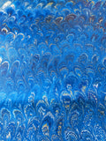 Blue/gold marbled sheet of paper -bookbinding paper - decoupage paper - scrapbooking paper - Peacock pattern