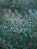 Hand marbled sheet of paper - Peacock design