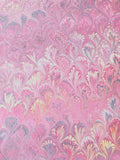 Hand marbled sheet of paper - Pink Peacock design