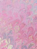 Hand marbled sheet of paper - Pink Peacock design