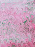 Hand marbled sheet of paper - pink peacock pattern