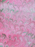 Hand marbled sheet of paper - pink peacock pattern