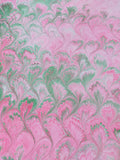 Hand marbled sheet of paper - pink peacock pattern