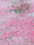 Hand marbled sheet of paper - pink peacock pattern