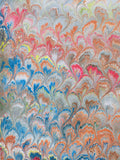 Hand marbled sheet of paper - Peacock design