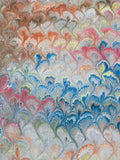 Hand marbled sheet of paper - Peacock design