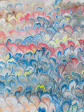 Hand marbled sheet of paper - Peacock design