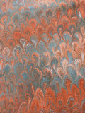 Hand marbled sheet of paper - orange peacock pattern