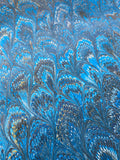 Hand marbled sheet of paper - Peacock design