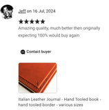 Italian Leather Journal - Hand Tooled book - various sizes