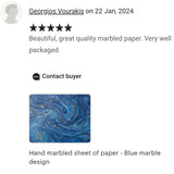 Hand marbled sheet of paper - Blue marble design