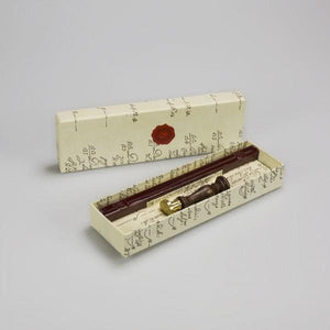 Box set with wax stamp and burgundy sealing wax stick