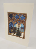 3D card with venetian couple night view in the canal