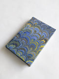 Green and blue small marbled sketchbook hardcover - peacock feather