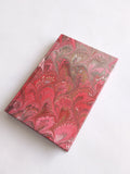 Red small marbled sketchbook hardcover - peacock feather