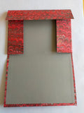 A4 size red Hand marbled folder with elastic band. Open