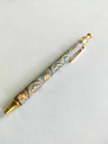 Marbled ballpoint pen multicolour peacock pattern, refillable