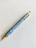 Marbled ballpoint pen turquoise peacock pattern, refillable