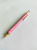 Marbled ballpoint pen pink peacock pattern, refillable