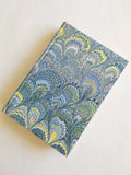 Turquoise hand marbled small journal, peacock pattern, lined pages