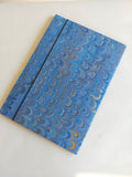 A4 size blue Hand marbled folder with elastic band