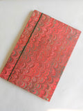 A4 size red Hand marbled folder with elastic band