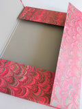 A4 size red Hand marbled folder with elastic band