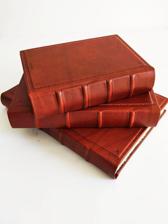 Italian Leather Journal - Hand Tooled book - hand tooled border - various sizes