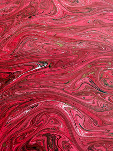 Hand marbled sheet of paper -bookbinding paper - decoupage paper - scrapbooking paper - Red marble design