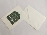 Folding Christmas Card and envelope - Embossed green Sheep