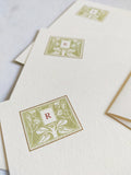 Single letter flat card set - Cards &quot;LG&quot; with monogram and envelopes