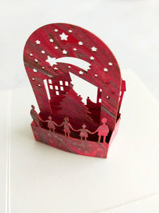 3D Christmas card - hand marbled