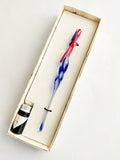 Murano dip Glass Pen set, pen and ink boxed