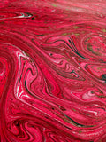 Hand marbled sheet of paper -bookbinding paper - decoupage paper - scrapbooking paper - Red marble design