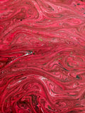 Hand marbled sheet of paper -bookbinding paper - decoupage paper - scrapbooking paper - Red marble design