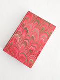 Red hand marbled small journal, peacock pattern, lined pages