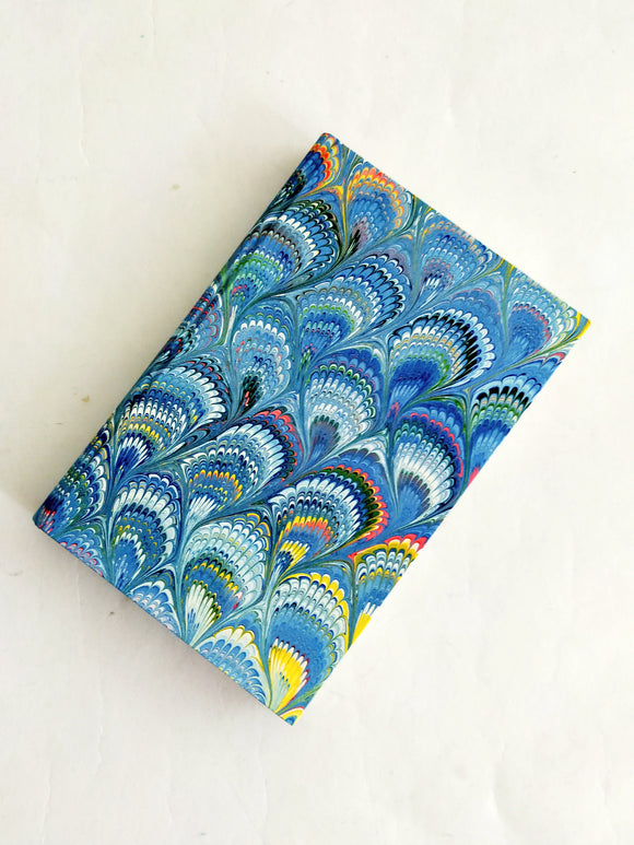 Marbled sketchbook hardcover - peacock feather