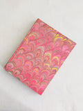 Pink hard cover Journal - marble paper sketchbook, A5 plain paper journal with decorated edge