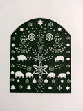 Embossed folding Christmas Card and envelope - Green Sheep