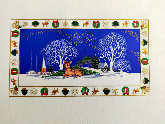 Folding Christmas Card  - "Bambi" - hand embossed