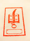 Bookplate rubber stamp -Book and feather