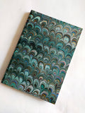 Green hand marbled A4 guest book