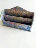 Blue, yellow and pink wooden marbled letter rack