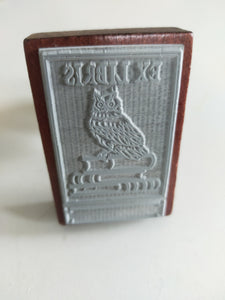 Bookplate rubber stamp - Cat, Owl or feather quill