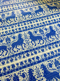 Woodblock hand printed paper, blue griffin