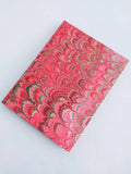 Red hard cover Journal - marble paper sketchbook, A5 plain paper journal with decorated edge