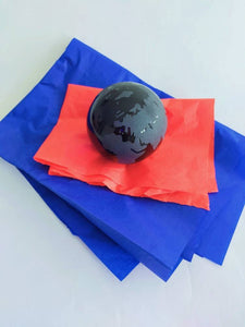 Blue glass paperweight globe