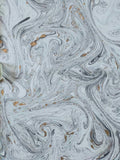 Hand marbled paper white and gold, marble pattern